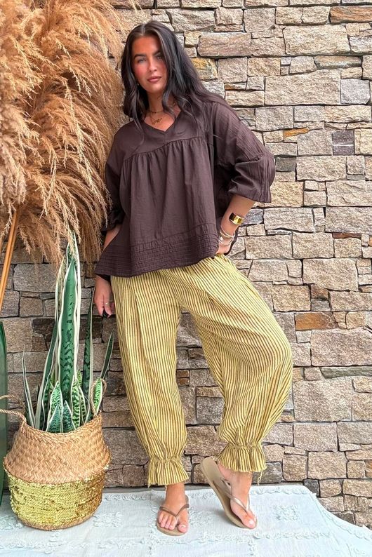 Prairie Pintuck Cotton Smock Chocolate